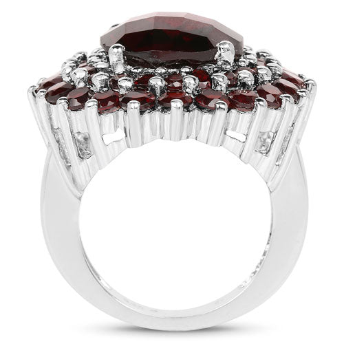 9.90 Carat Genuine Garnet .925 Sterling Silver Engagement Ring