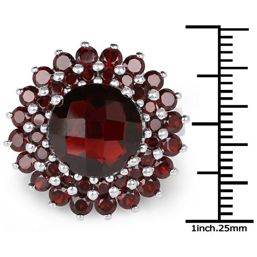 9.90 Carat Genuine Garnet .925 Sterling Silver Engagement Ring