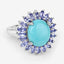 Bague de fiançailles en argent sterling Larimar et Tanzanite de 6,10 carats