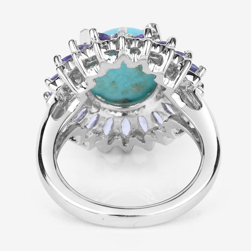 Bague de fiançailles en argent sterling Larimar et Tanzanite de 6,10 carats
