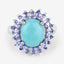 Bague de fiançailles en argent sterling Larimar et Tanzanite de 6,10 carats