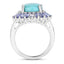 Bague de fiançailles en argent sterling Larimar et Tanzanite de 6,10 carats