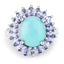 Bague de fiançailles en argent sterling Larimar et Tanzanite de 6,10 carats