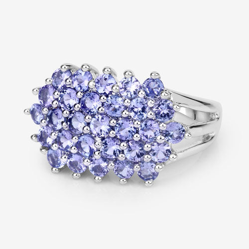 2.03 Carat Genuine Tanzanite Sterling Silver Engagement Ring
