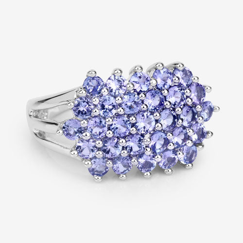 2.03 Carat Genuine Tanzanite Sterling Silver Engagement Ring