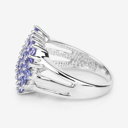 2.03 Carat Genuine Tanzanite Sterling Silver Engagement Ring