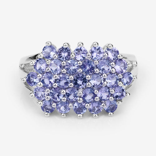 2.03 Carat Genuine Tanzanite Sterling Silver Engagement Ring