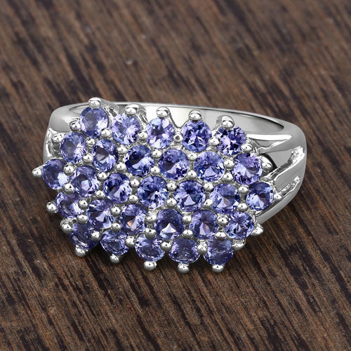 2.03 Carat Genuine Tanzanite Sterling Silver Engagement Ring
