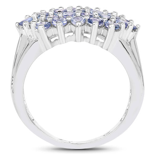 2.03 Carat Genuine Tanzanite Sterling Silver Engagement Ring