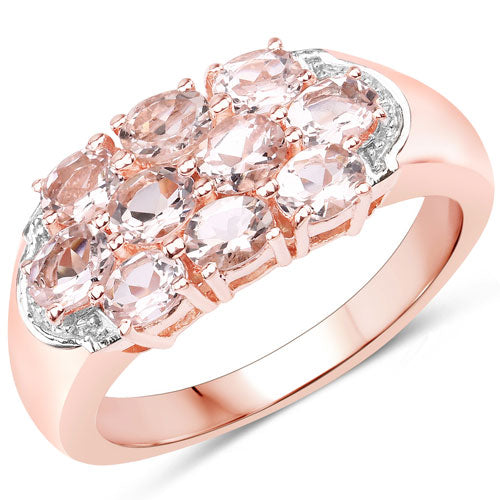 1.50 Carat Genuine Morganite Sterling Silver Engagement Ring