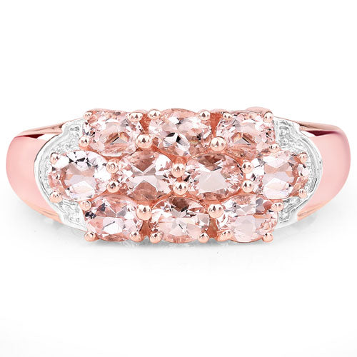 1.50 Carat Genuine Morganite Sterling Silver Engagement Ring