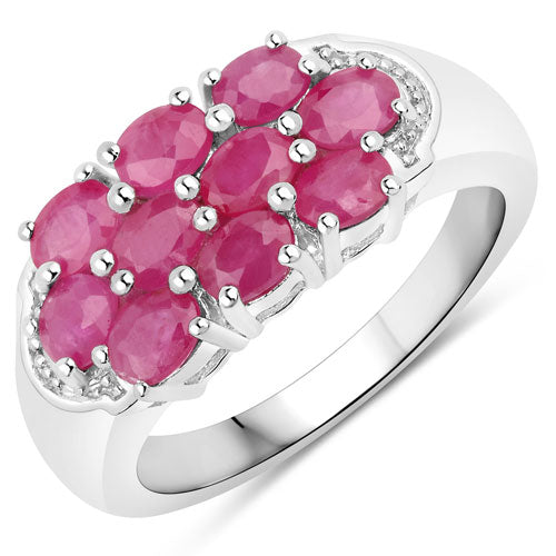 Bague de fiançailles en rubis véritable de 2,20 carats en argent sterling .925
