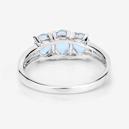 0.95 Carat Aquamarine & Diamond Sterling Silver Engagement Ring