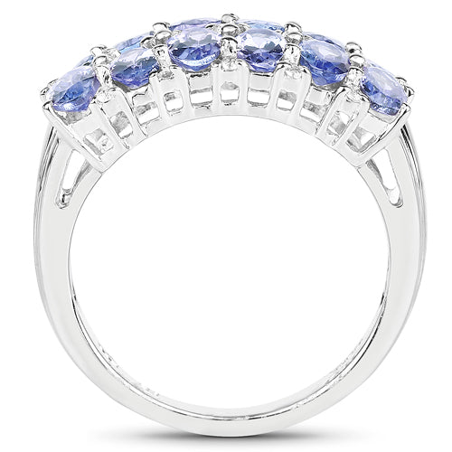 Anillo de Plata Esterlina con Tanzanita y Topacio Blanco de 3.16 Quilates