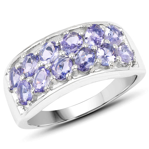 2.04 Carat Genuine Tanzanite Sterling Silver Engagement Ring