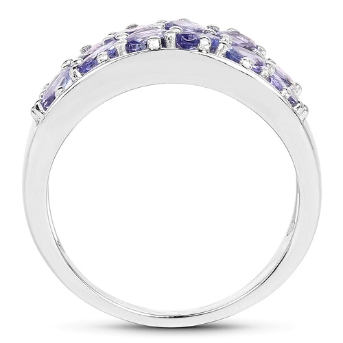 2.04 Carat Genuine Tanzanite Sterling Silver Engagement Ring