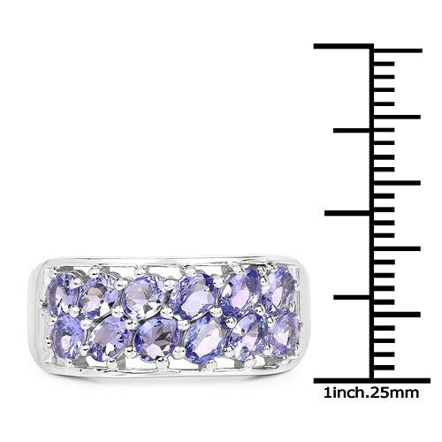 2.04 Carat Genuine Tanzanite Sterling Silver Engagement Ring