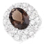 Anillo de Plata Esterlina con Cuarzo Ahumado de 9.29 Quilates y Topacio Blanco