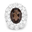 Anillo de Plata Esterlina con Cuarzo Ahumado de 9.29 Quilates y Topacio Blanco