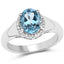 Bague en argent sterling avec topaze bleue de Londres et topaze blanche de 2,13 carats