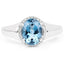 Bague en argent sterling avec topaze bleue de Londres et topaze blanche de 2,13 carats