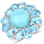 Anillo de Turquesa Genuina de 9.50 Quilates y Topacio Azul Suizo