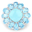 Anillo de Turquesa Genuina de 9.50 Quilates y Topacio Azul Suizo