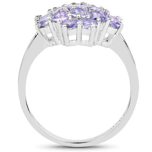 1.70 Carat Genuine Tanzanite Sterling Silver Engagement Ring
