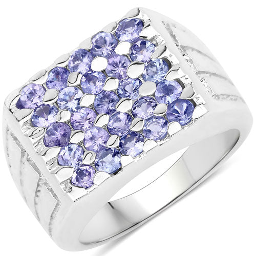 1.75 Carat Genuine Tanzanite Sterling Silver Engagement Ring