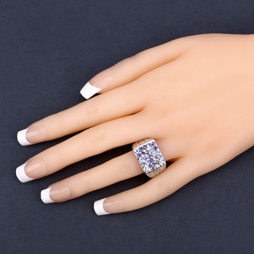 1.75 Carat Genuine Tanzanite Sterling Silver Engagement Ring