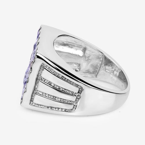 1.75 Carat Genuine Tanzanite Sterling Silver Engagement Ring