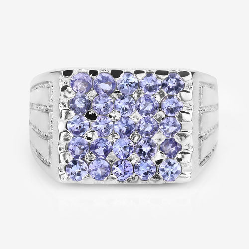 1.75 Carat Genuine Tanzanite Sterling Silver Engagement Ring