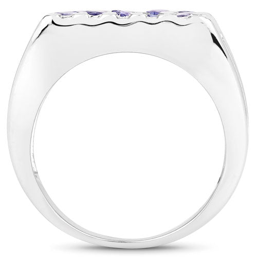 1.75 Carat Genuine Tanzanite Sterling Silver Engagement Ring