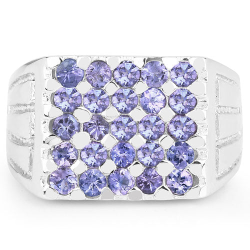 1.75 Carat Genuine Tanzanite Sterling Silver Engagement Ring