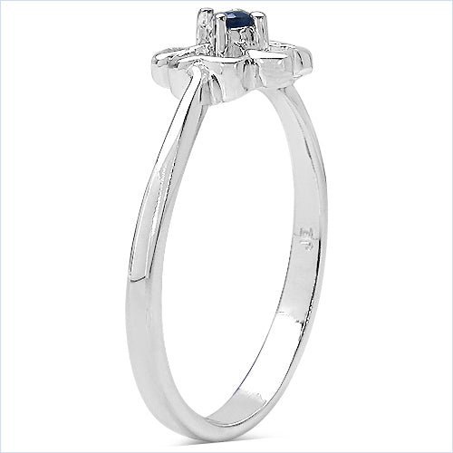 0.07 Carat Blue Sapphire Sterling Silver Engagement Ring