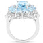 Bague en argent sterling avec topaze bleue et topaze blanche de 7,57 carats