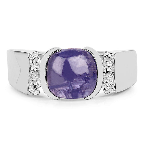 Anillo de Compromiso de Plata Esterlina con Tanzanita Natural de 2.80 Quilates