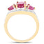 Bague en Argent Sterling Plaquée Or Jaune 14K avec Rubis et Topaze Blanche