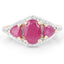 Bague en Argent Sterling Plaquée Or Jaune 14K avec Rubis et Topaze Blanche