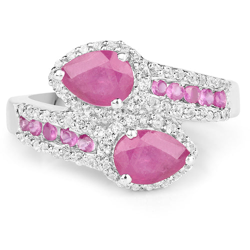 Anillo de Plata Esterlina con Rubí de 2.43 Quilates y Topacio Blanco