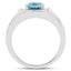 Bague en argent sterling avec topaze bleue de Londres et topaze blanche de 2,18 carats