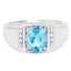Bague en argent sterling avec topaze bleue de Londres et topaze blanche de 2,18 carats