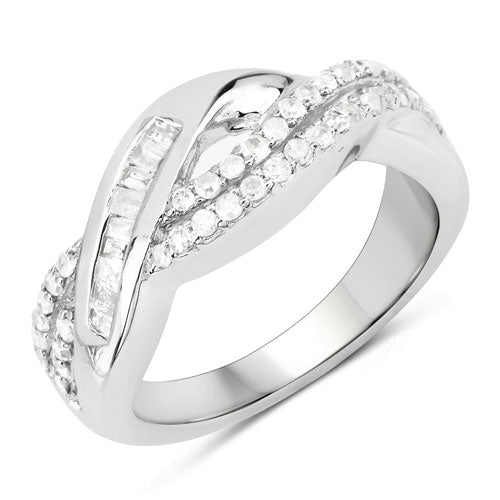 0.47 Carat Genuine White Diamond Sterling Silver Engagement Ring