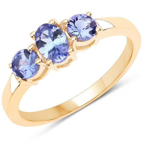 18K Yellow Gold Plated Tanzanite Sterling Silver Engagement Ring