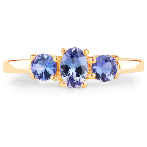 18K Yellow Gold Plated Tanzanite Sterling Silver Engagement Ring