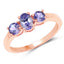 Bague en Tanzanite Plaquée Or Rose 18K en Argent Sterling .925