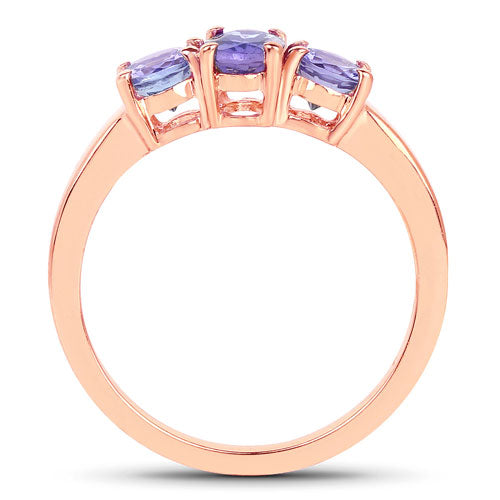 Bague en Tanzanite Plaquée Or Rose 18K en Argent Sterling .925
