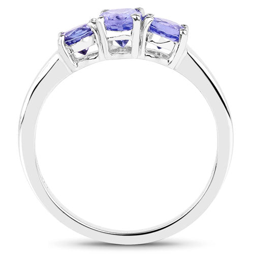 0.90 Carat Genuine Tanzanite Sterling Silver Engagement Ring