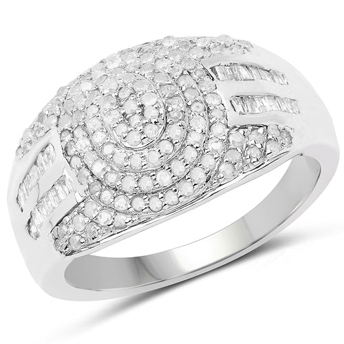 Anillo de Compromiso de Diamante Blanco Genuino de 1.15 Quilates en Plata de Ley