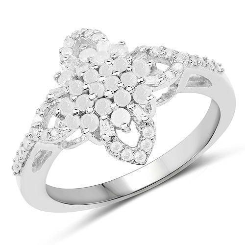 Bague de fiançailles en argent sterling avec diamant blanc véritable de 0,55 carat